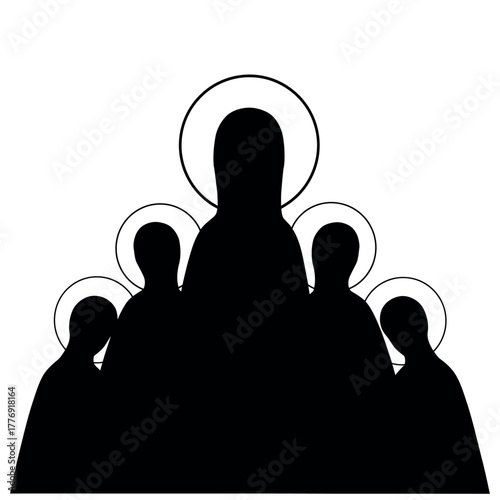 Silhouette of Religious Figures with Halos.