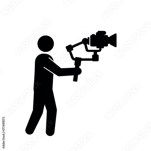 Videographer with Gimbal Stabilizer Icon Illustration.