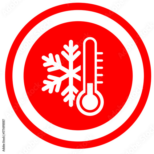 Warning Sign for ice, snow, and cold temperatures – Safety graphic vector illustration, selectable as PNG transparent icon.