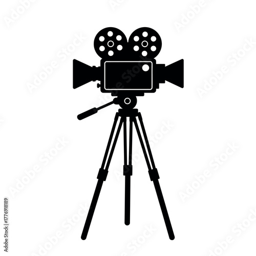 Vintage Film Camera on Tripod.