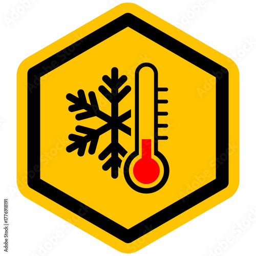 Warning Sign for ice, snow, and cold temperatures – Safety graphic vector illustration, selectable as PNG transparent icon.