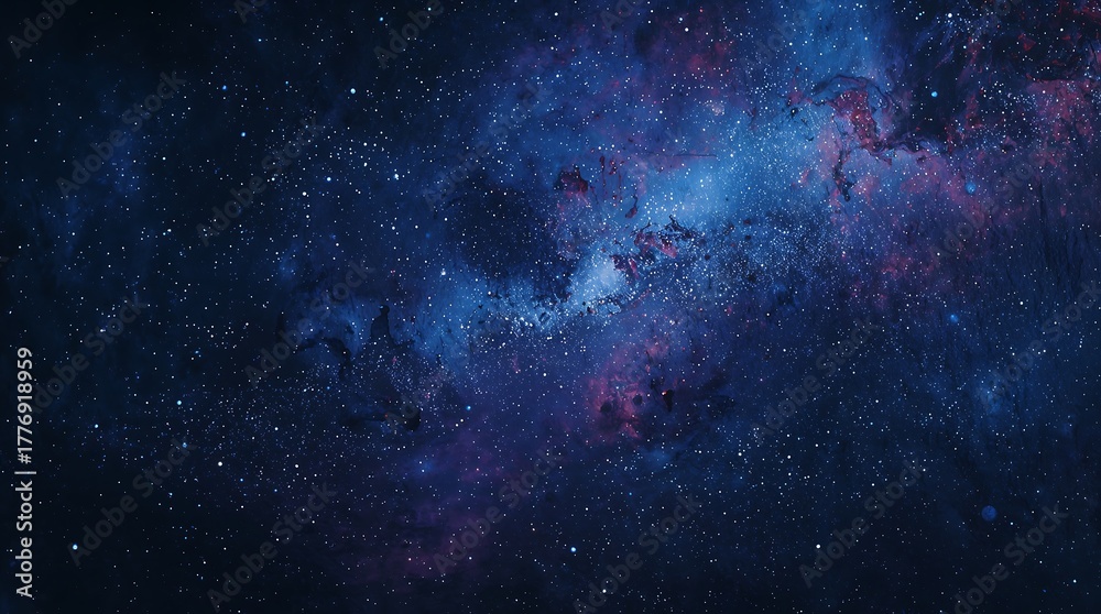 Fototapeta premium Vibrant blue and purple nebula with countless stars in deep space