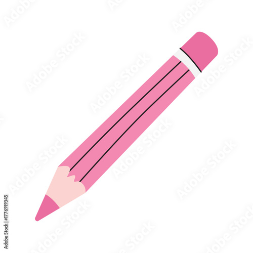 Pink pencil flat illustration isolated vector