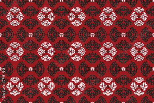 Oreintal Damask Seamless pattern  embroidery, Indian style.  art ornament print.Design for carpet, cover.wallpaper, wrapping, fabric, clothing.