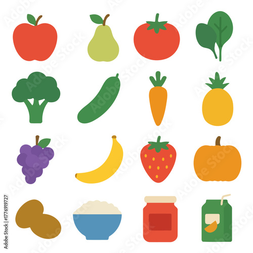 Nutrient-Rich Array: A vibrant illustration showcases a colorful arrangement of fresh produce and nutritious edibles, perfect for promoting health and wellness.