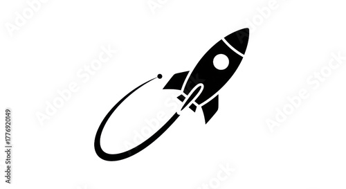 White rocket ship icon on transparent background for technology and innovation