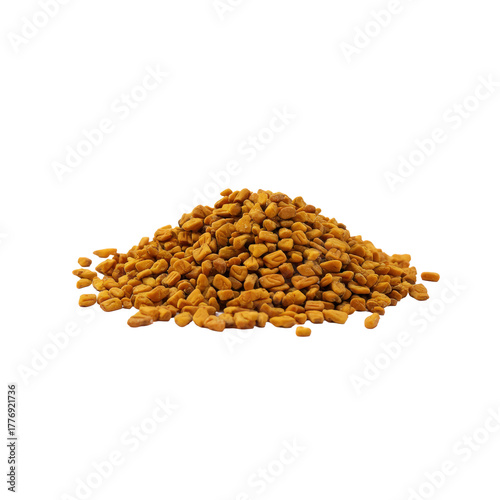 Heap of fenugreek seeds isolated on transparent background