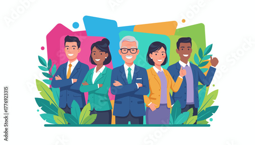 Diverse business team collaboration confident professionals standing together