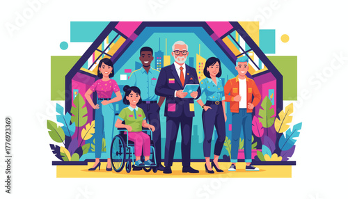 Diverse business team portrait Inclusion leadership and collaboration in a vibrant setting