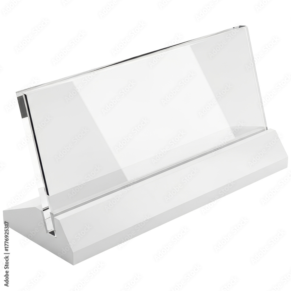 Fototapeta premium Empty clear acrylic display stand for business cards or small signs