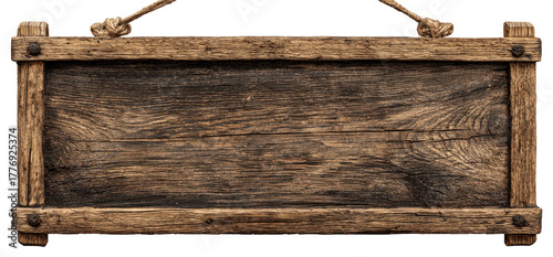 Aged wooden sign with a rustic frame