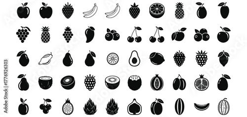 Collection of vegetable silhouettes isolated on white background
