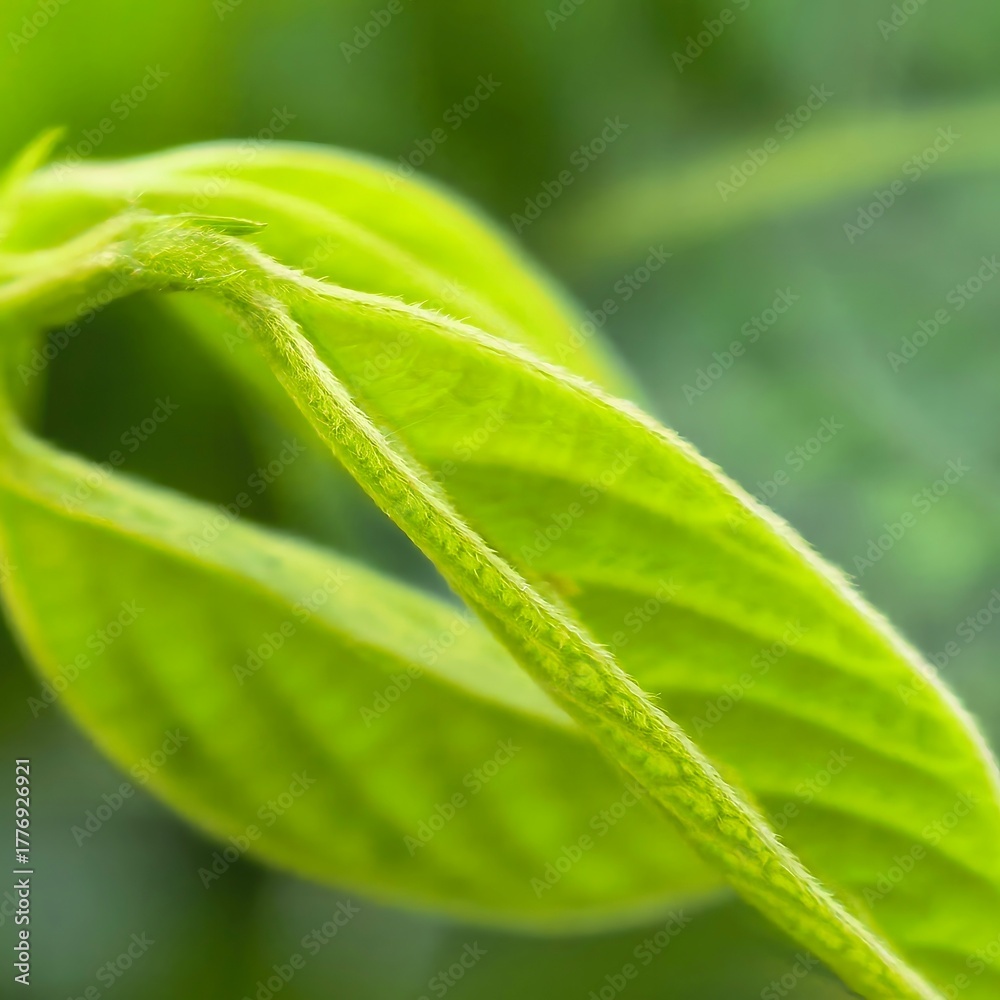 Fototapeta premium Curving green leaf delicate vibrant nature