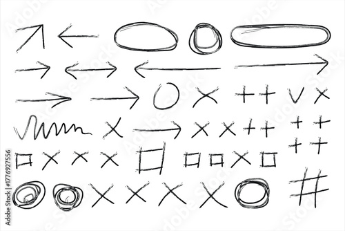 Hand Drawn Doodle Marks Vector Illustration Set