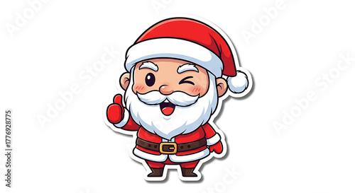 Joyful cartoon Santa Claus winking and giving a thumbs up, spreading holiday cheer and excitement for Christmas season greetings
