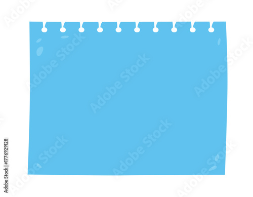 Blank blue paper notebook page template flat illustration isolated vector