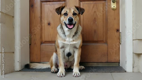 Companion Patiently Awaiting by the Residential Entryway for its