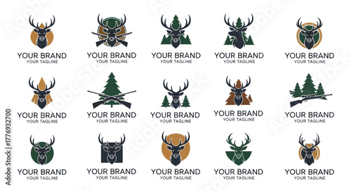 Deer Head Logo Collection for Brand Identity and Design.