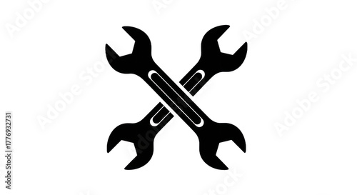 Crossed wrenches icon engineering and maintenance concept on transparent background