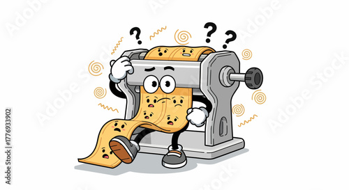 Confused Pasta Maker Machine with Dough Face.