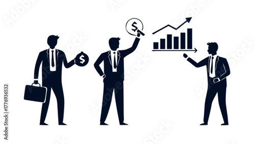 Businessmen demonstrating financial growth
