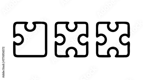 Three puzzle pieces aligned in a row
