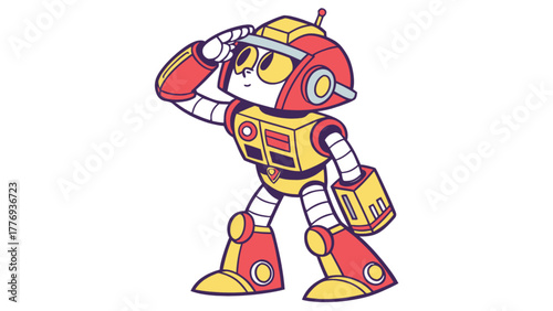 Cartoon robot saluting