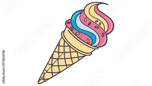 Colorful ice cream cone for summer