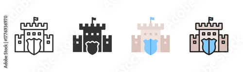 Obraz na plátně Fortification Icon Pack In Multiple Styles