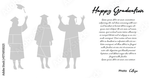 Graduation Greeting Poster with Photo Collage and Silhouette Design