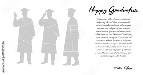 Creative Graduation Collage Layout with Photo Frames Toga Silhouette