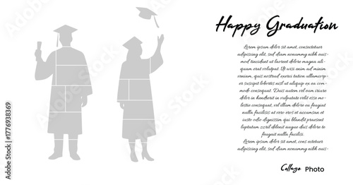 Graduation Photo Frame Collage Template with Toga Silhouette Design