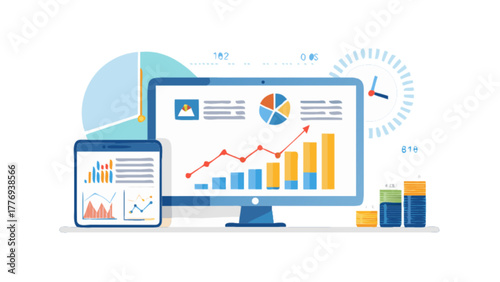 Business analytics dashboard with charts and graphs