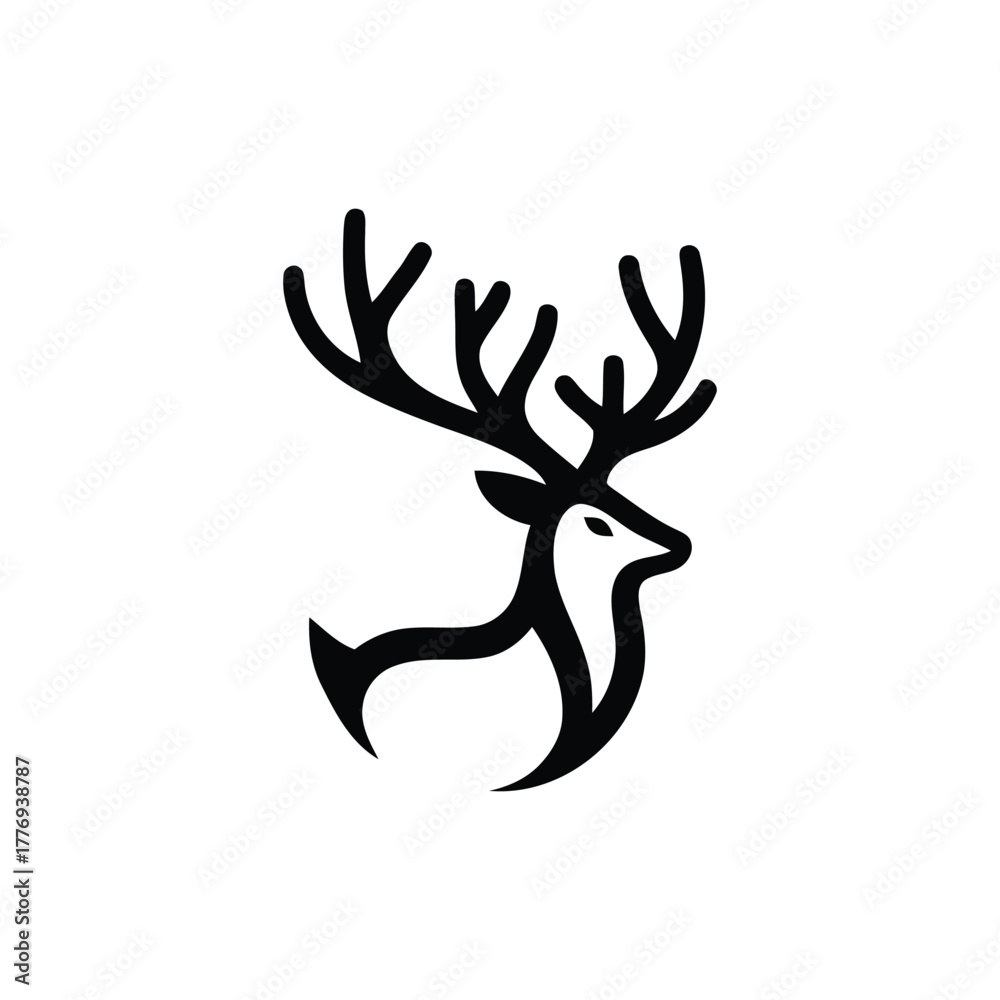 Naklejka premium Reindeer symbol on a white background
