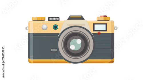 Vintage camera with yellow and gray design