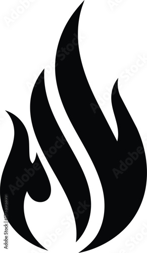 Stylized Black Flame Icon.