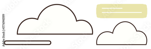 Simplistic cloud outlines and abstract lines, highlighting clean design and flexible interpretations. Ideal for weather, dreaming, clarity, simplicity, minimalism, design, or abstract representation