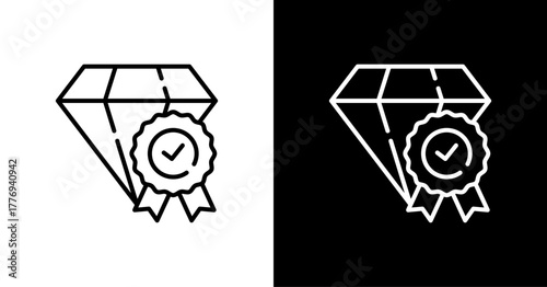 Diamond Quality  White Icon Set Design