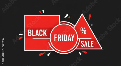 Black friday sale banner with geometric shapes isolated on a dark background