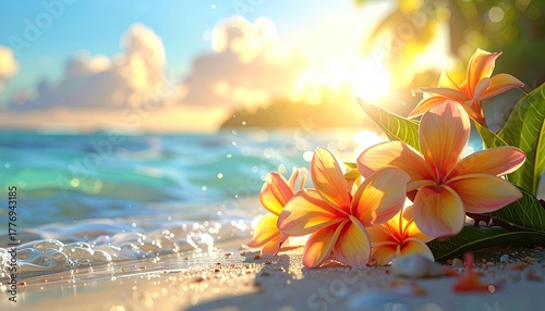 Fototapeta Naklejka Na Ścianę i Meble -  tropical flowers in water