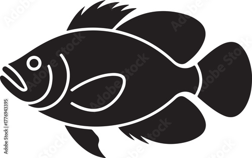 Black Oscar Fish Silhouette Vector Icon