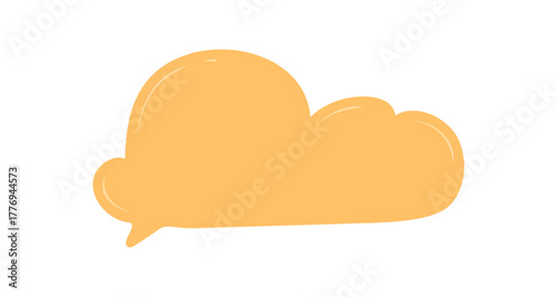 Organic speech cloud box in soft hand drawn style with color accent. Chat balloon and talk bubble create message icon as main element. Suitable for modern communication and creative concept.