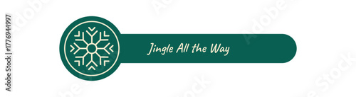 Green outline snowflake icon on christmas holiday label seal. Decorative box lid with snow flake accent, xmas graphic and simple outline design for festive packaging and seasonal decoration.