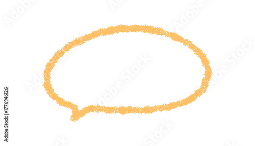 Hand drawn orange chalk talk balloon outline with organic round shape. Chat textbox icon and message bubble for comment and speech in playful rectangle form, perfect for communication or creative