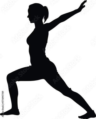 Silhouette of a Woman in Yoga Warrior Pose 2