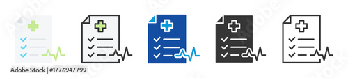 medical evaluation icon set multi style various collection
