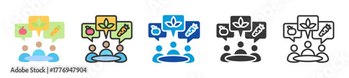diet and nutrition counseling icon set multi style various collection