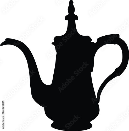 Vintage Teapot Silhouette, Traditional Coffee Pot Vector for Tea and Kitchen Themes