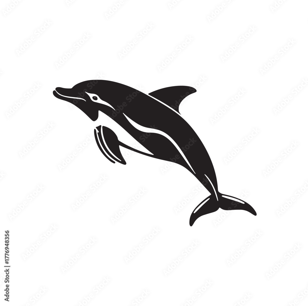 Fototapeta premium cute dolphin silhouette vector illustration 