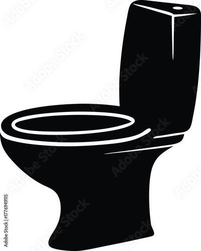 Toilet Seat Silhouette Icon Black and White Illustration